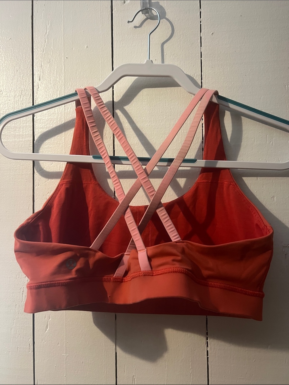 Lululemon Women's Strappy Sports Bra - Coral with Pink Straps